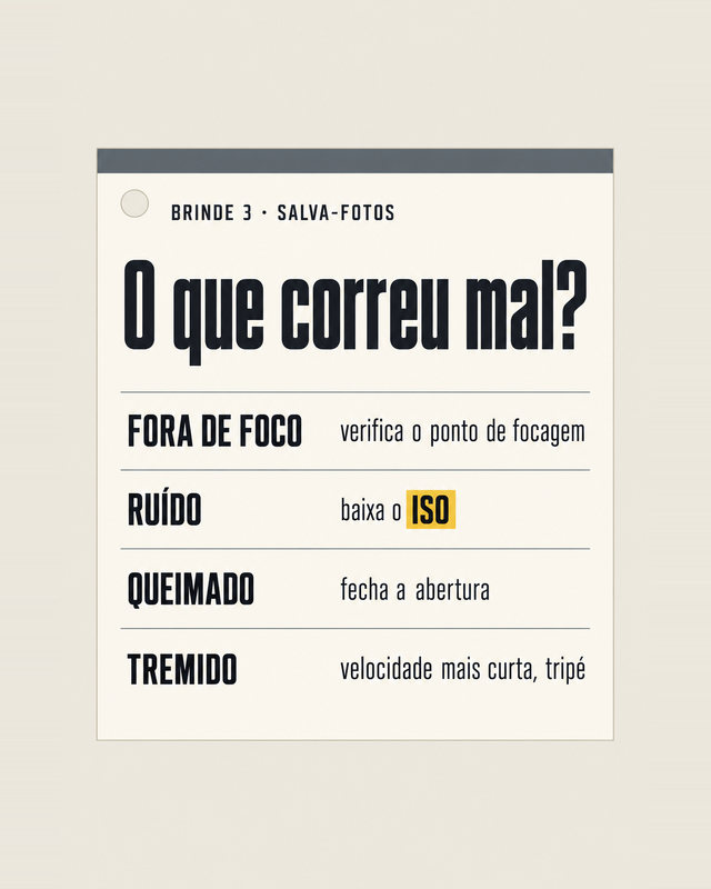 Salva-Fotos: fora de foco, ruído, queimado, tremido